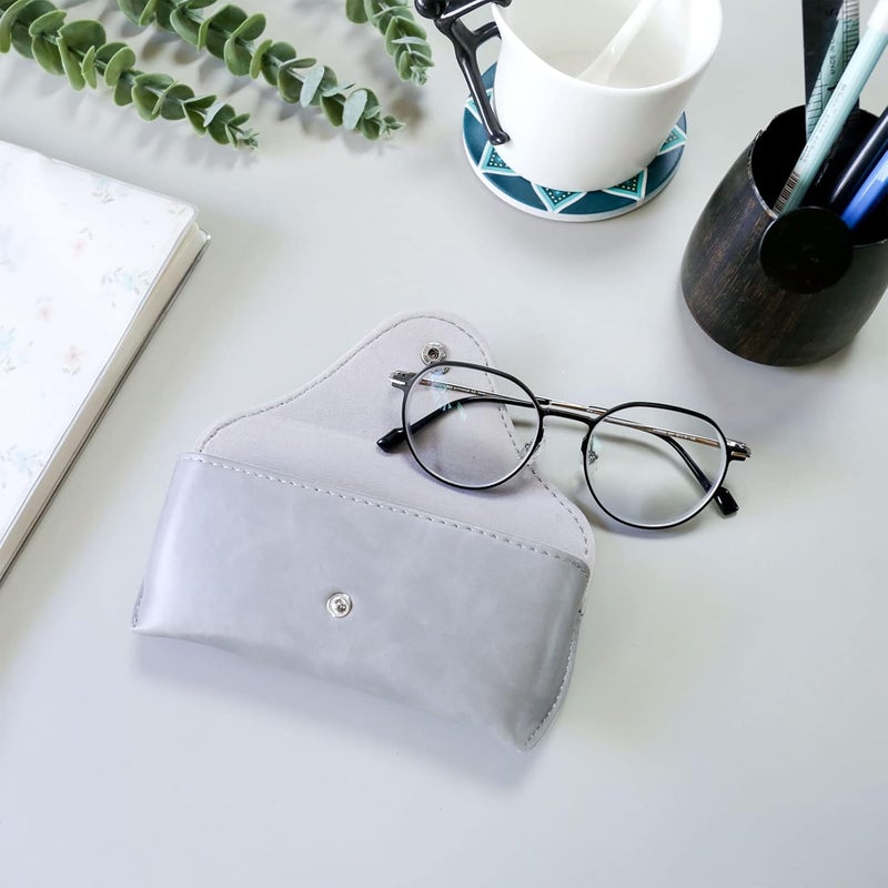 LogHog Portable Leather Glasses Case,Flexible Sunglasses Pouch Slim Case for Women Men Horizontal Eyeglass Case - Image 3